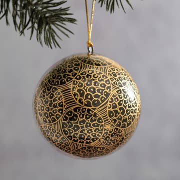 Petite Boule de Noël Obsidienne