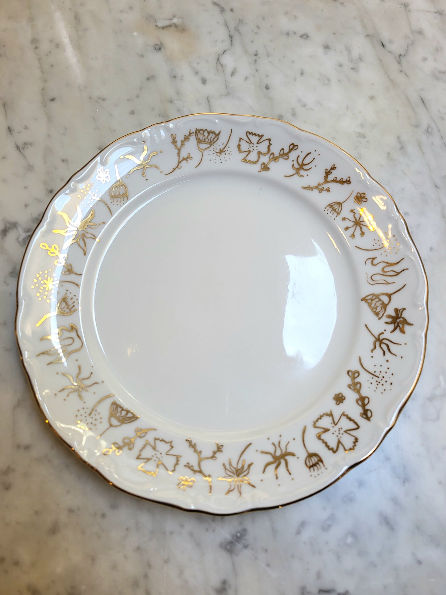 Assiette à Dessert Fleurs - Porcelaine décor à l'Or