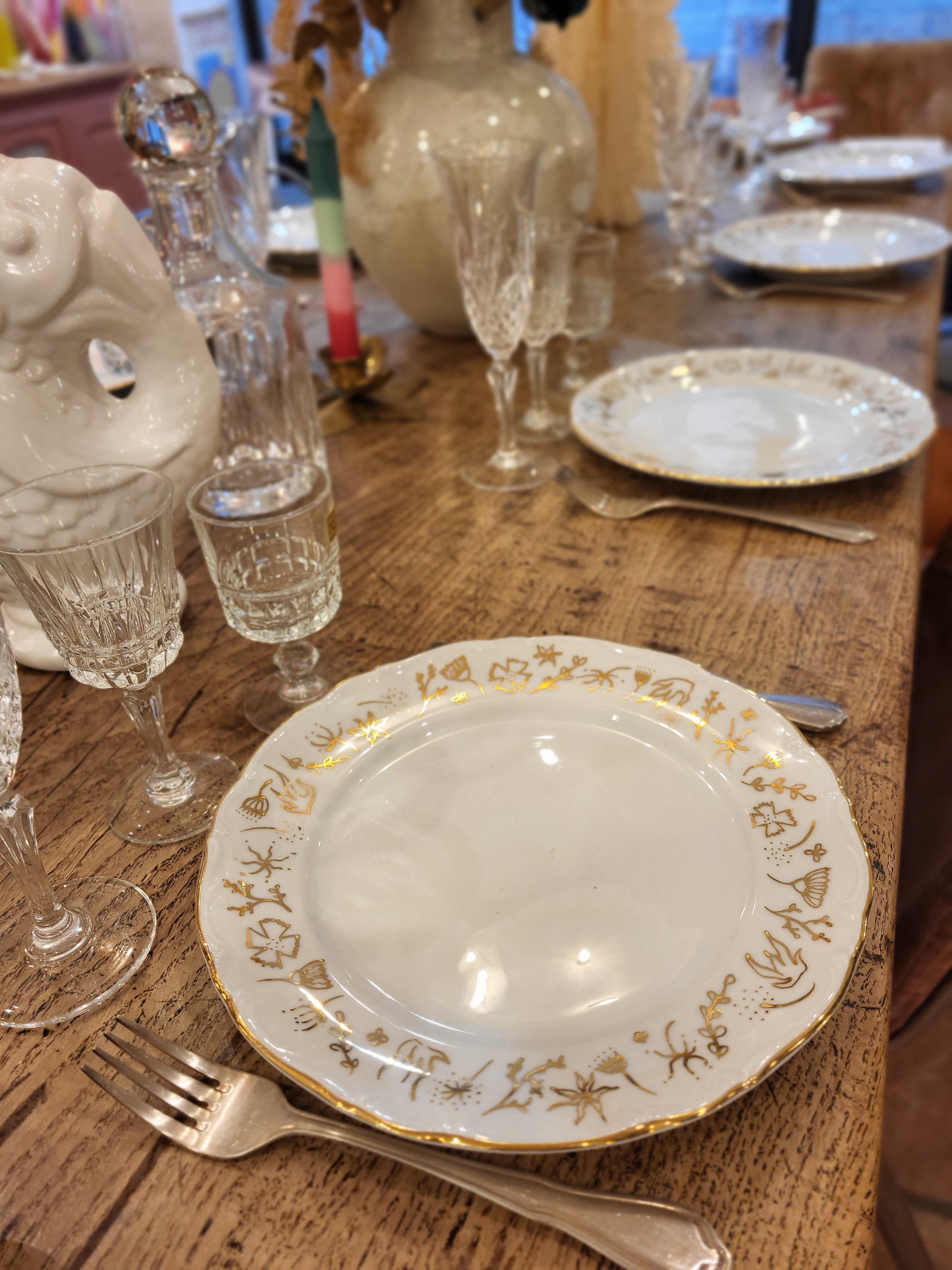 Assiette à Dessert Fleurs - Porcelaine décor à l'Or