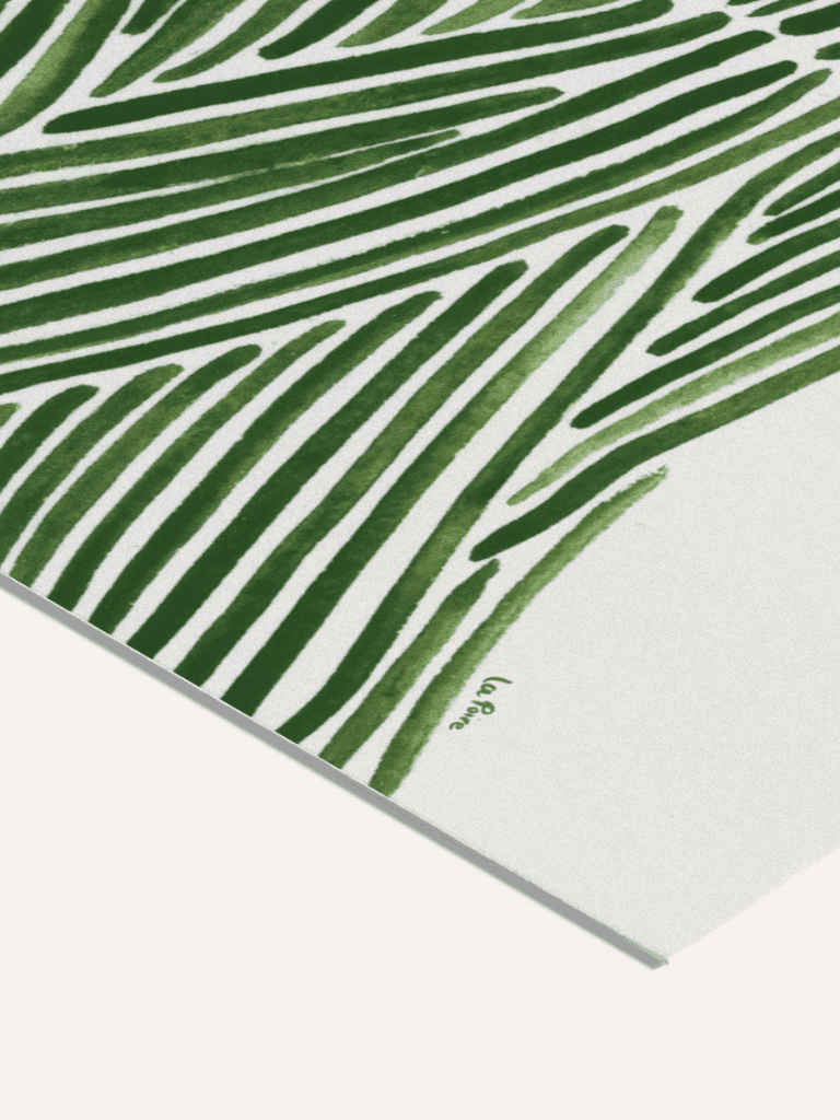 Zoom texture papier épais sur affiche aquarelle Femme à la Robe Verte, qualité d’impression artistique