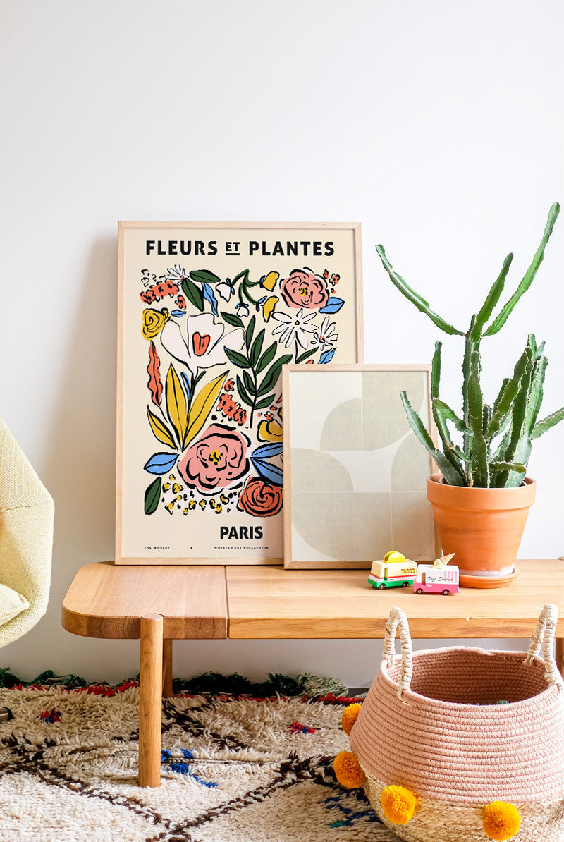 Affiche décorative fleurs et plantes dans un intérieur bohème