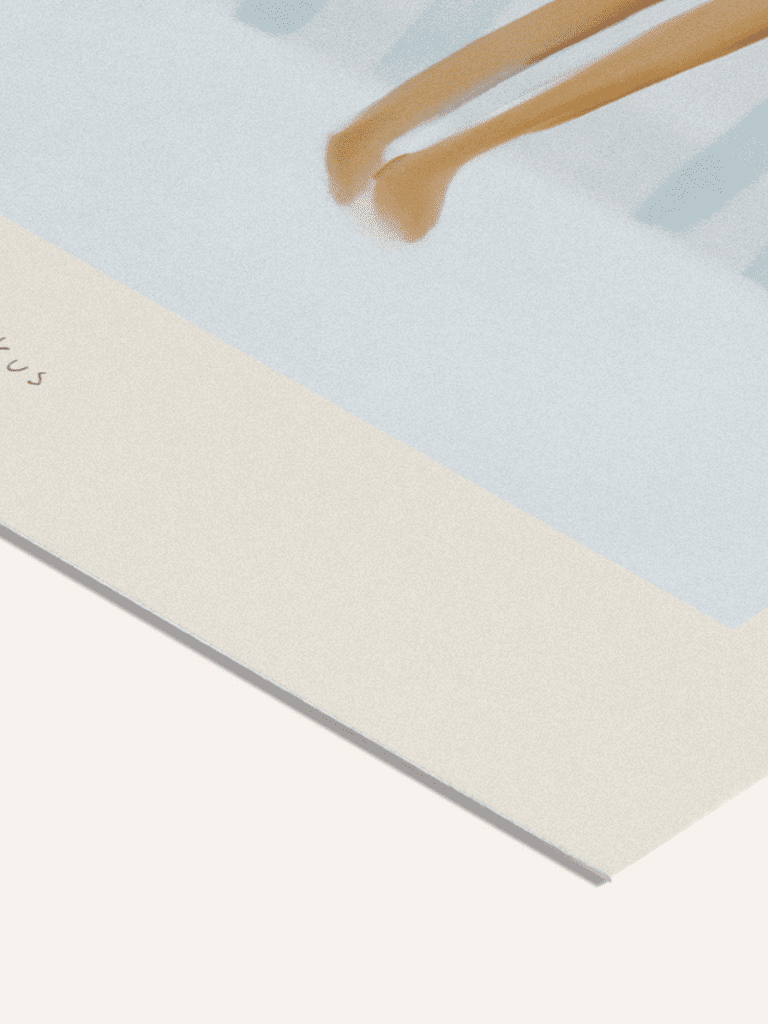 Zoom sur la texture du papier épais de l’affiche Trois Dames aux Chapeaux