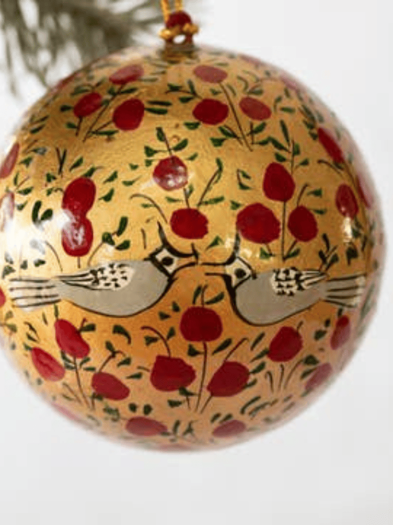 boude de noel oiseaux indienne papier maché