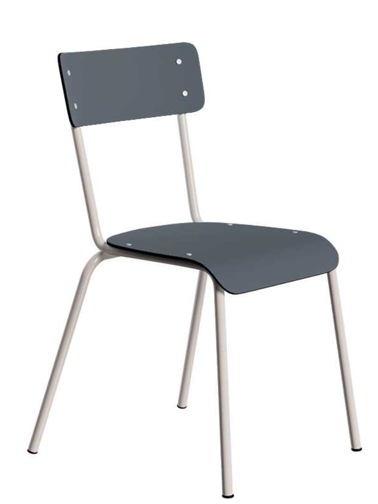 chaise formica bleue vue de profil