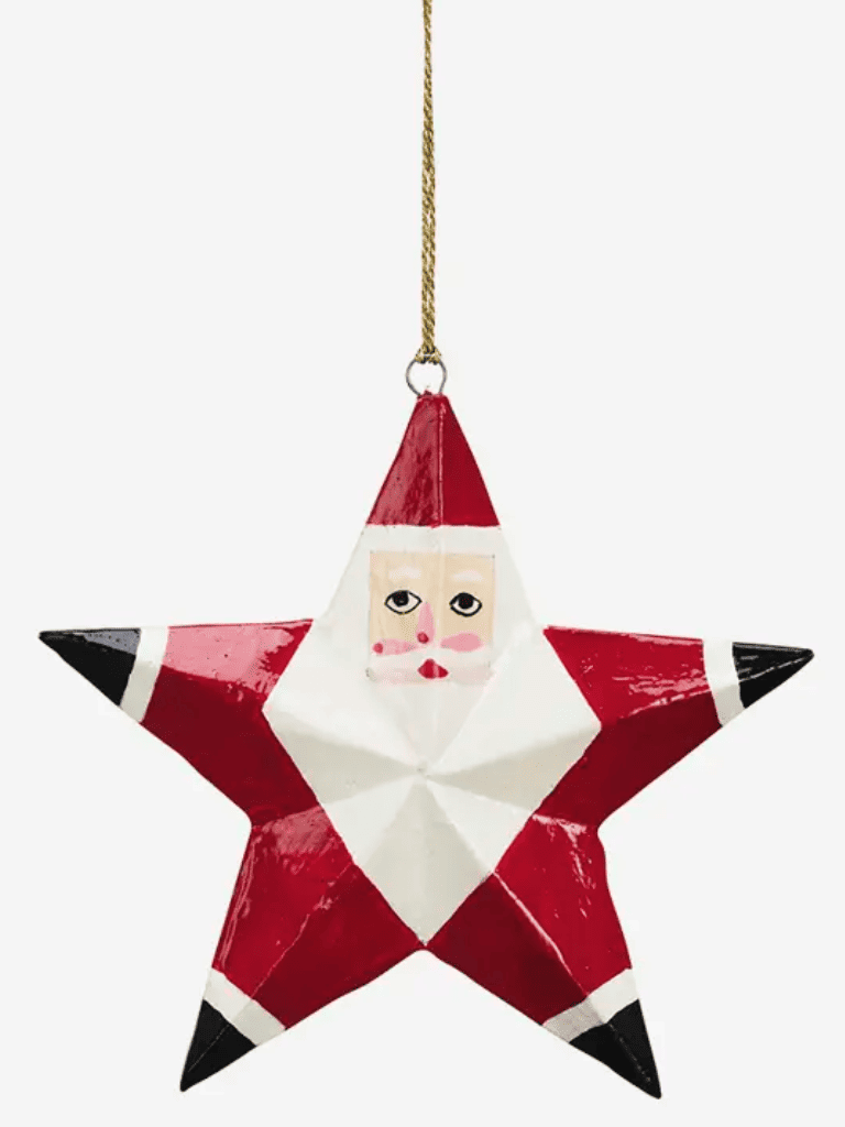 deco de Noël en papier mâché motif père noel, fabrication artisanale