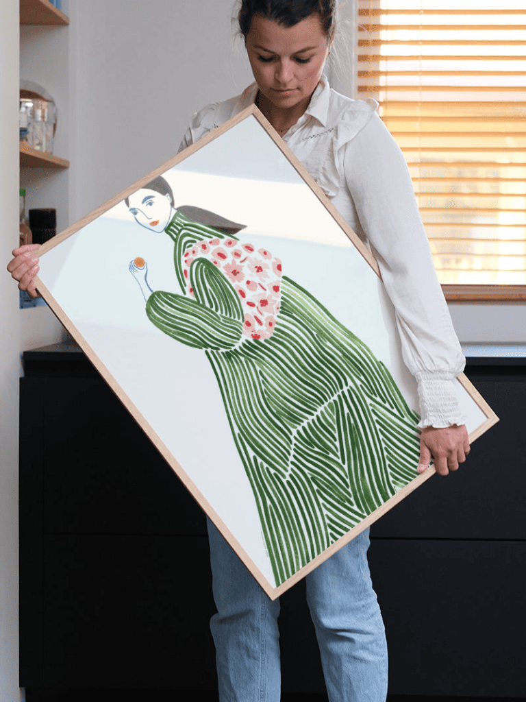 Affiche La Poire - Femme Rayures Vertes
