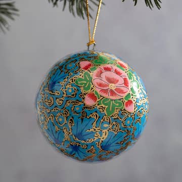 Petite Boule de Noël Pivoine Bleue
