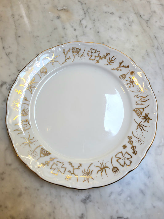 Assiette plate Fleur - Porcelaine décor à l'Or