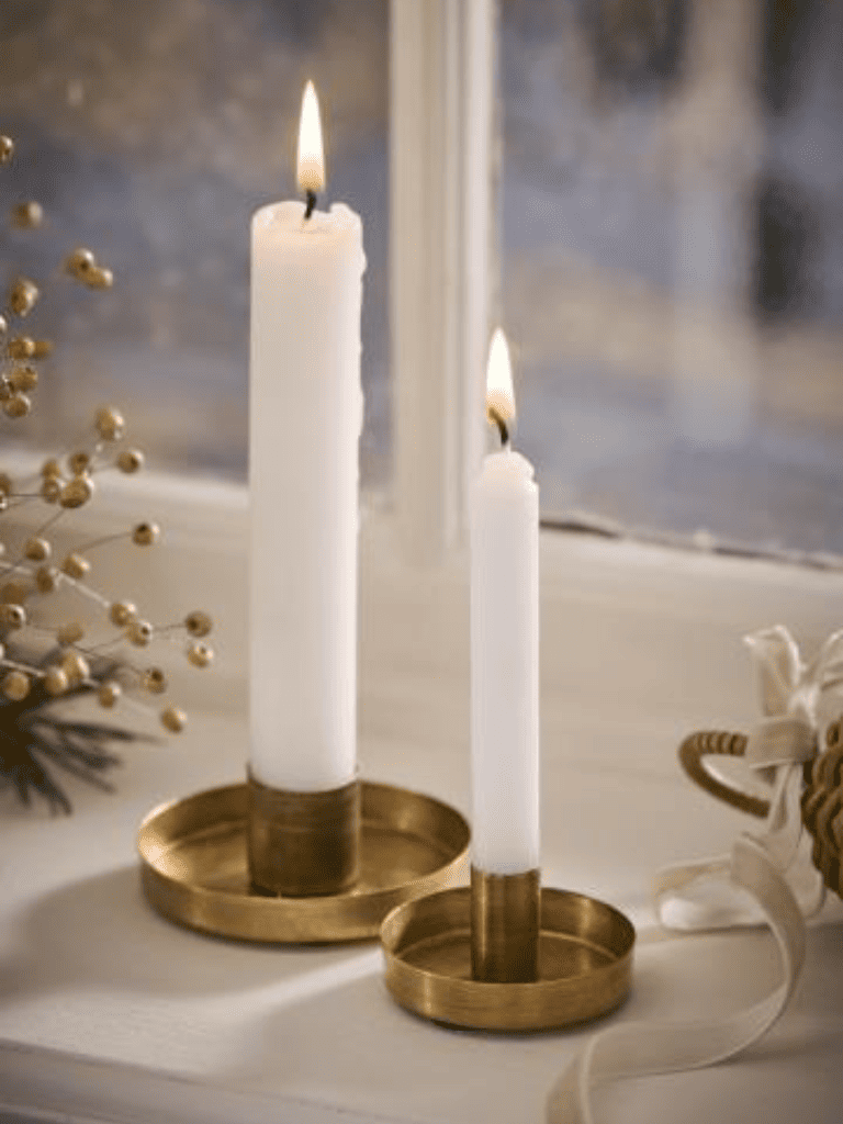 Bougeoir plat pour bougie en laiton 