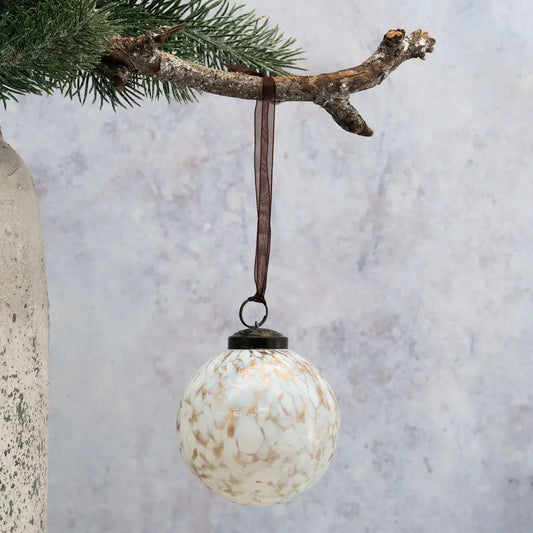 Boule de Noël en Verre Marbre Blanc