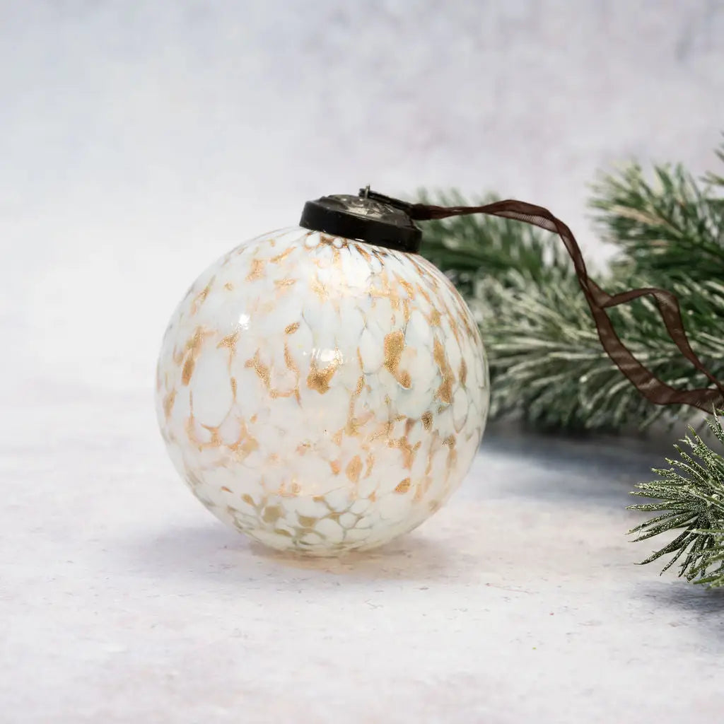 Boule de Noël en Verre Marbre Blanc