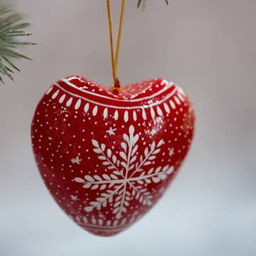 Coeur de Noël Flocon Rouge