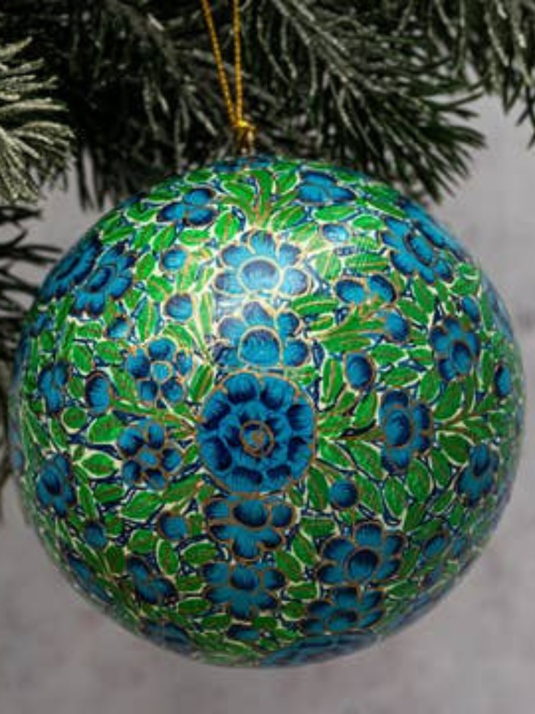 Grande Boule Fleurs Bleues Bollywood Christmas