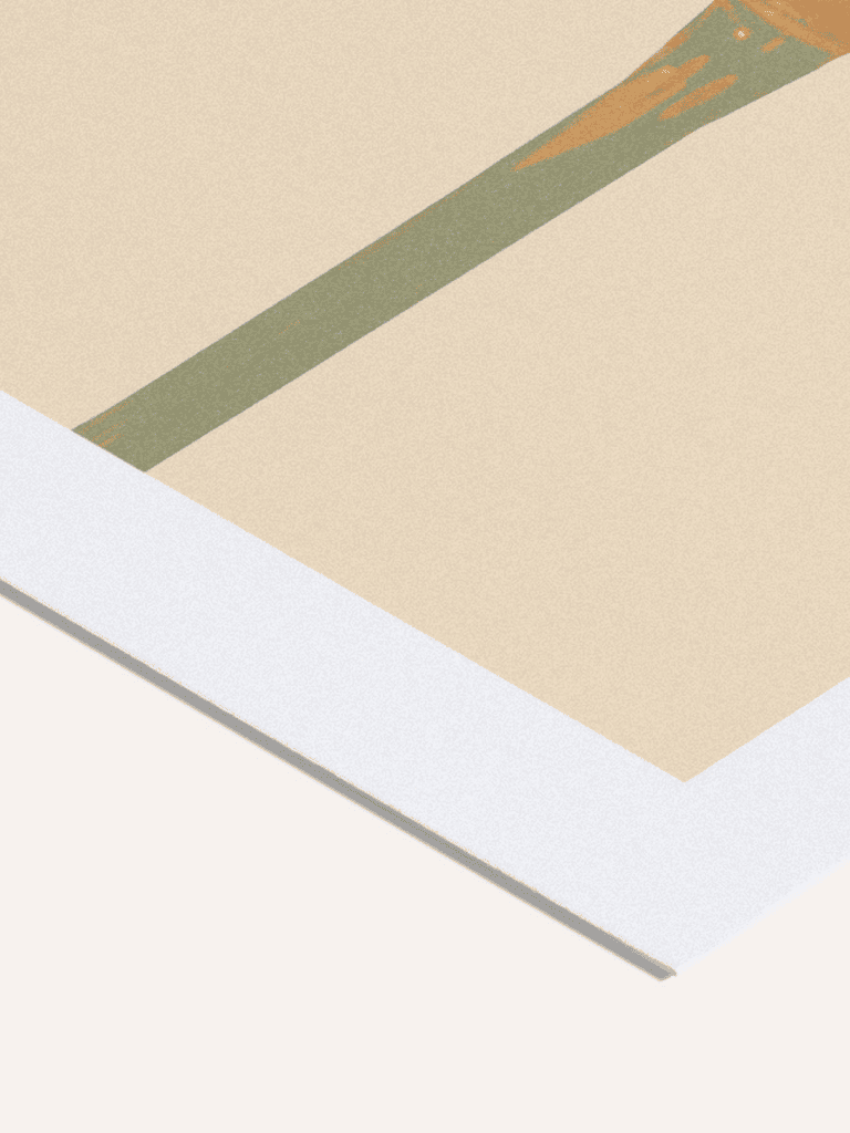 Zoom sur la texture du papier épais et les détails colorés de l’affiche Bain de Cocktail, impression haute qualité