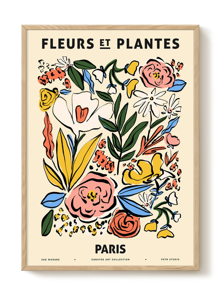 Affiche fleurs et plantes illustration colorée et graphique