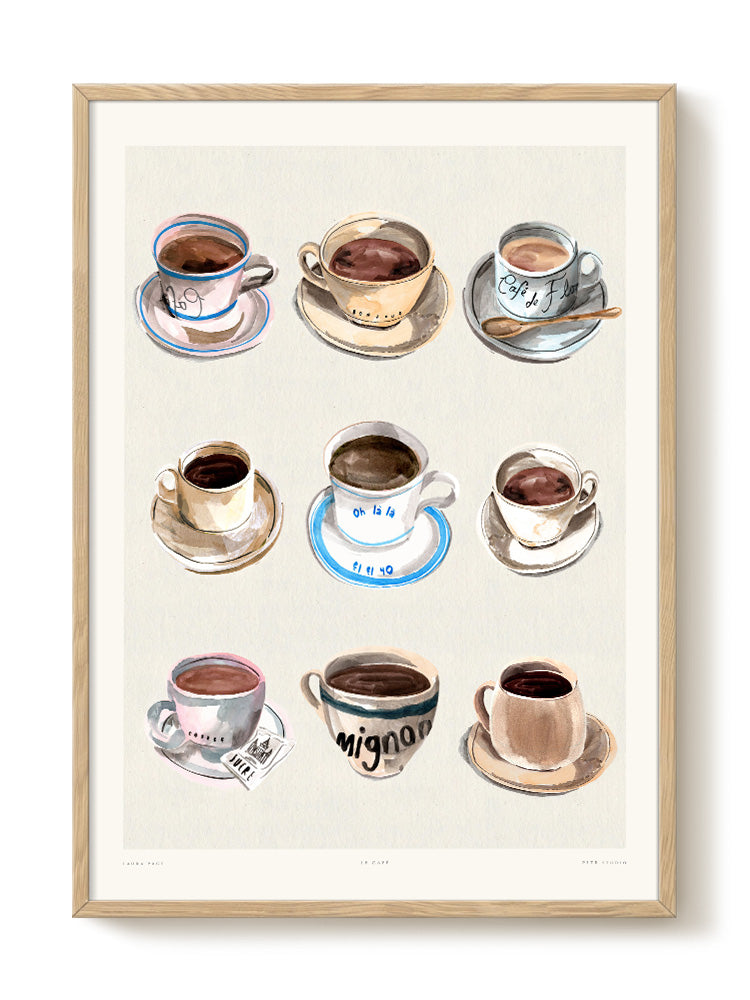 Affiche Le Café illustration graphique de plusieurs tasses