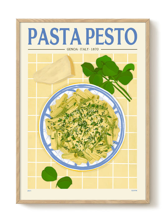 Affiche Pasta Pesto illustration graphique et gourmande