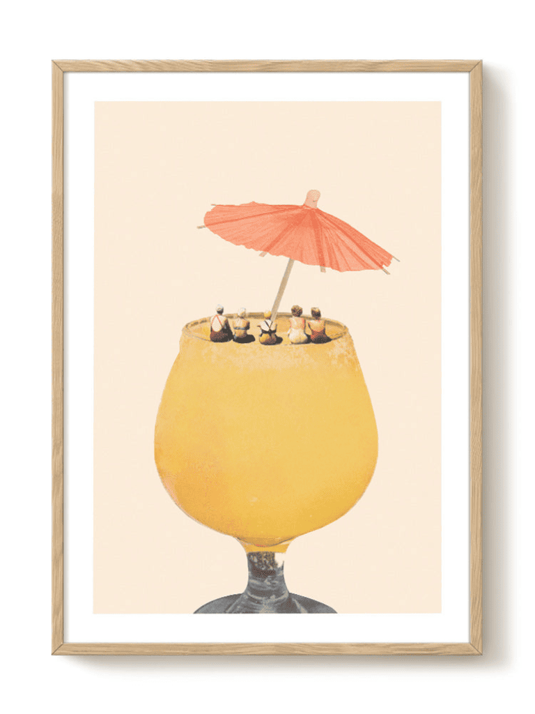 Affiche Vacances dans un verre II sur fond blanc, impression artistique sur papier épais de haute qualité
