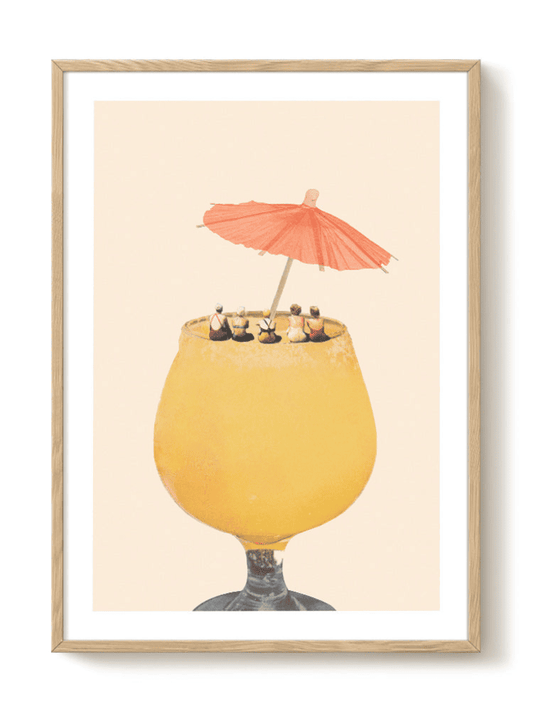Affiche Vacances dans un verre II sur fond blanc, impression artistique sur papier épais de haute qualité