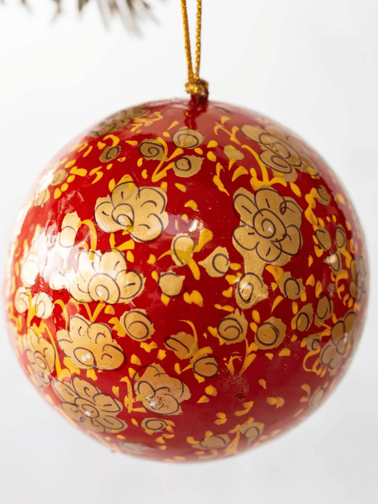 boule de noel bollywood papier maché rouge 