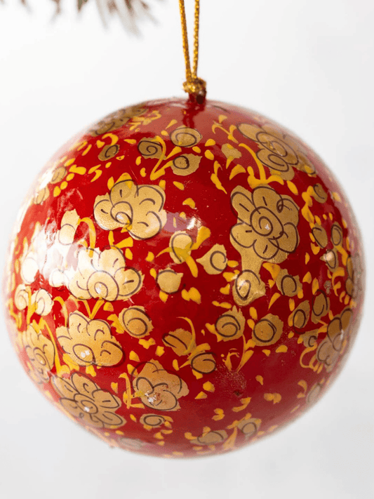 boule de noel bollywood papier maché rouge 