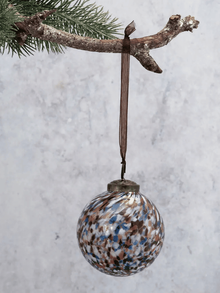 Boule de Noël multicolore en verre soufflé à la bouche, décoration artisanale