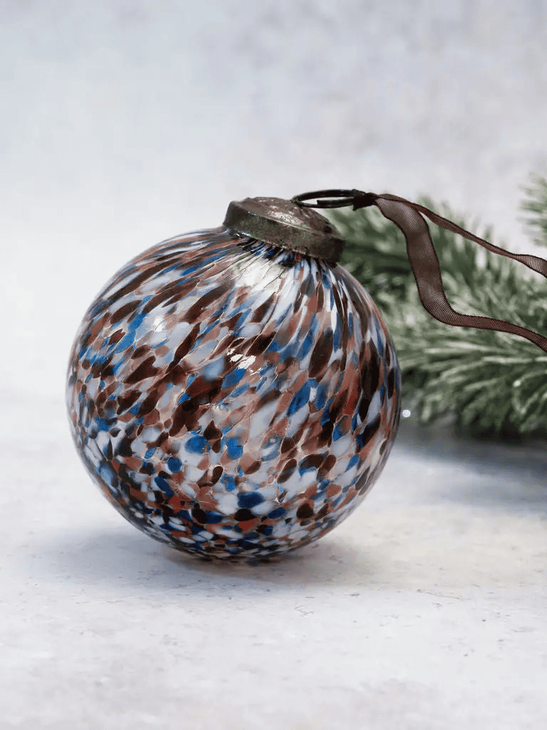 Décoration Boule de Noël multicolore en verre soufflé à la bouche, décoration artisanale