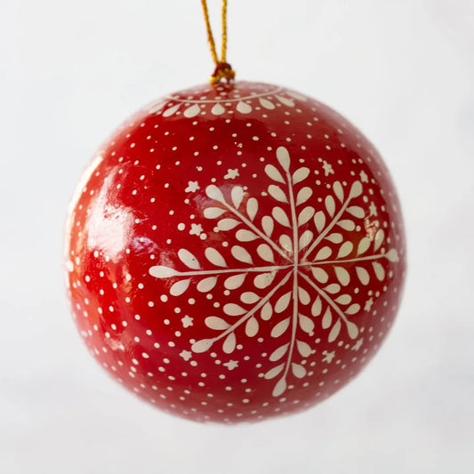 Petite Boule de Noël Flocon Rouge