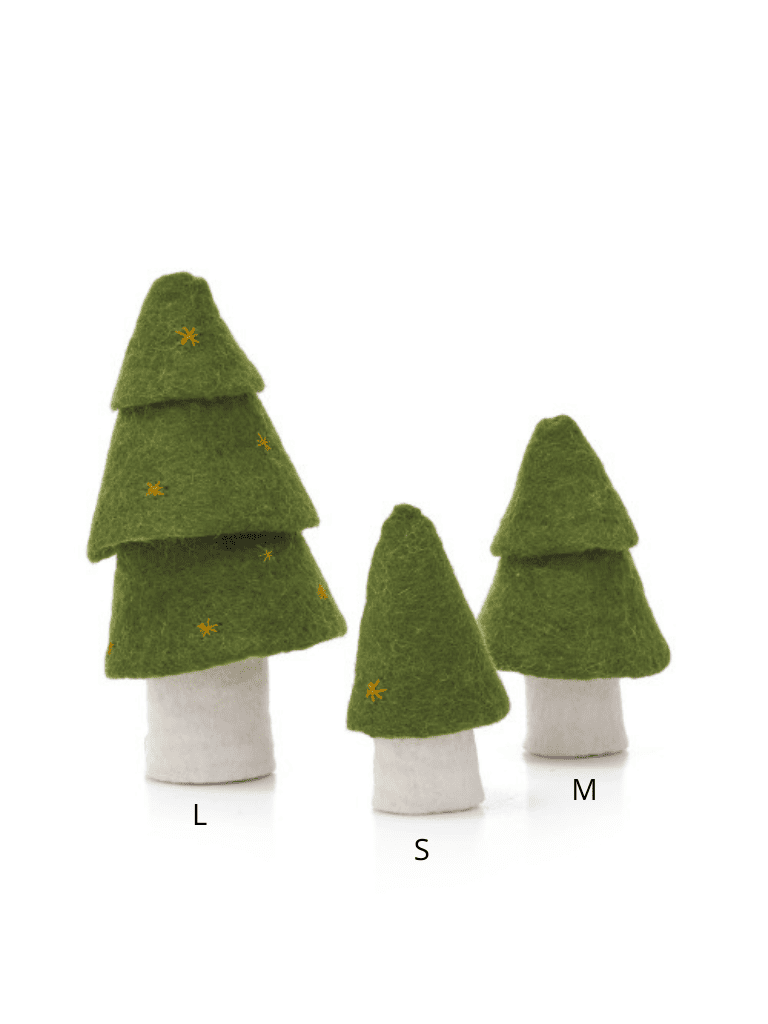 guide des tailles sapin de Noël vert en feutre mushkane