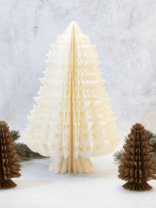 Sapin de Noël en papier découpé de 40 cm, décoration artisanale minimaliste et élégante